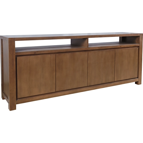 Brownstone 80" 4 Door Media Console TV Stand in Distressed Suede Brown Finish