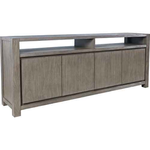 Brownstone 80" 4 Door Media Console TV Stand in Distressed Slate Gray Finish