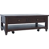 Brentwood 50" 2 Drawer Coffee Table w/ Casters in Arbor Oak Finish