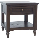Brentwood 24" Square 1 Drawer & Shelf End Table in Arbor Oak Finish