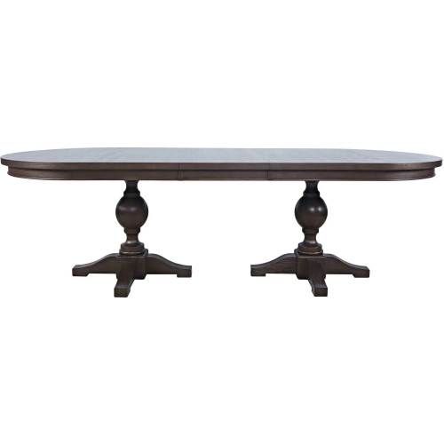 Brentwood 102" Extension Double Pedestal Dining Table in Arbor Oak Brown Wood