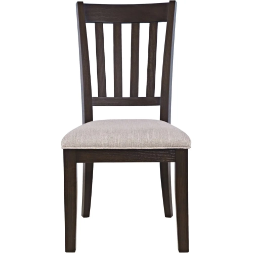 Brentwood Slat Back Dining Chair in Arbor Oak Brown Wood & Flax Fabric (Set of 2)