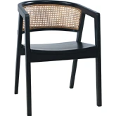 Lucas Cane Back Dining Arm Chair in Black Finish