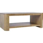 Janzen 50" Rolling Coffee Table w/ Shelf in Cascade Oak Brown Finish