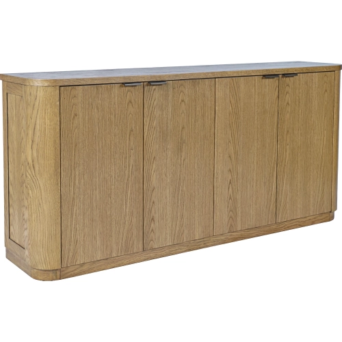 Janzen 68" Curved Storage Console TV Cabinet in Cascade Oak Brown Finish