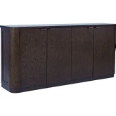 Janzen 68" Curved Storage Console TV Cabinet in Espresso Brown Finish