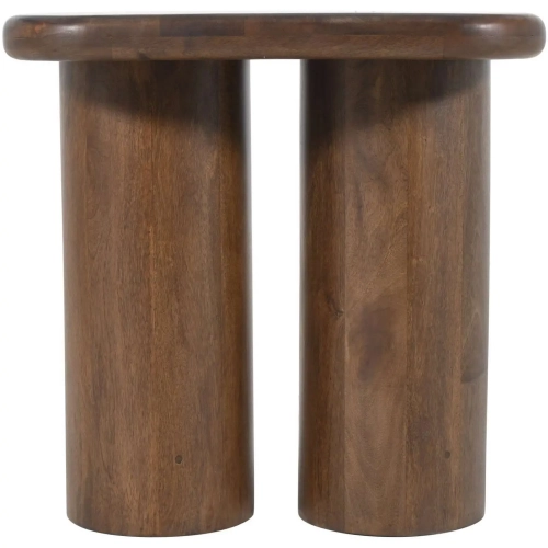Mandara Pillar Double Pedestal End Table in Dark Brown Mango Wood
