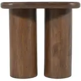 Mandara Pillar Double Pedestal End Table in Dark Brown Mango Wood