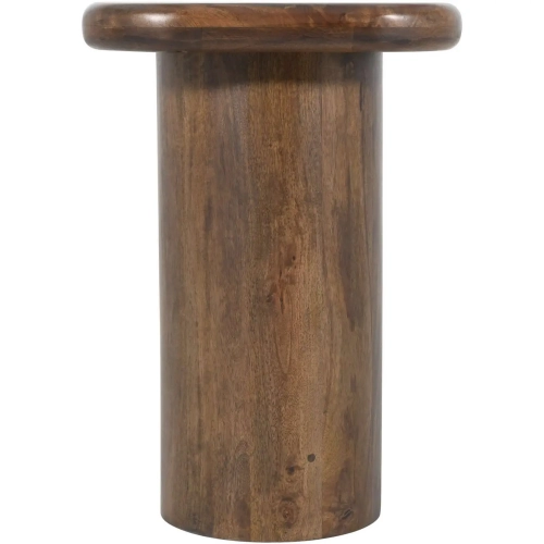Mandara Pillar Side Pedestal Square End Table in Dark Brown Mango Wood