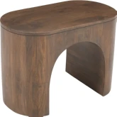 Luna Architectural Pedestal Curved End Table in Dark Brown Finish Wood