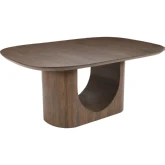 Luna 70" Architectural Pedestal Curved Dining Table in Dark Brown Finish Wood