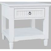 Westport 24" Square 1 Drawer End Table w/ Shelf in White Wood