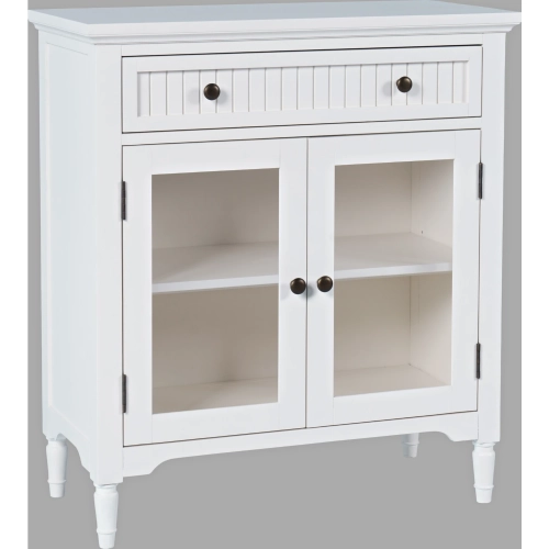 Westport 32" Glass Door Accent Cabinet in White Wood