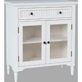 Westport 32" Glass Door Accent Cabinet in White Wood