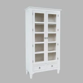 Westport Tall Glass Door Storage Cabinet in White Wood