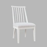 Westport Dowel Back Dining Chair in White Wood & Neutral Fabric (Set of 2)