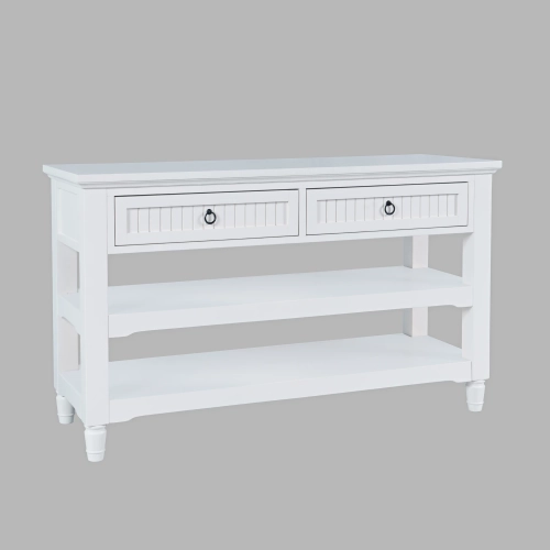 Westport 50" 2 Drawer Sofa Console Table in White Wood