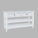 Westport 50" 2 Drawer Sofa Console Table in White Wood