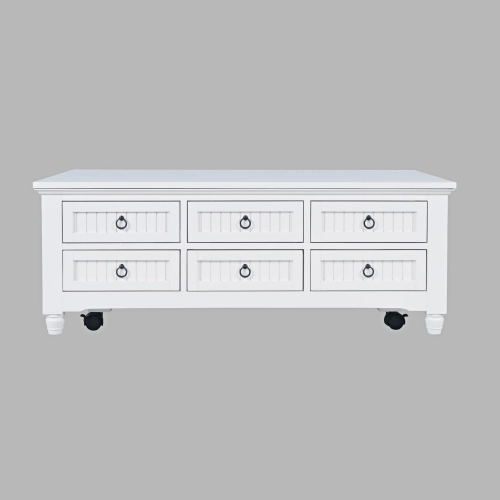 Westport 50" Lift Top Coffee Table with Casters in White Wood