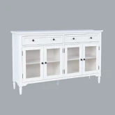 Westport 58" Glass Door Sideboard Cabinet Buffet in White Wood