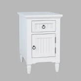 Westport Chairside End Table Cabinet w/ USB Charging in White Wood