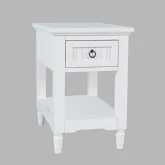 Westport Chairside End Table w/ Shelf in White Wood