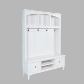 Westport Hall Tree w/ Storage Bench in White Wood