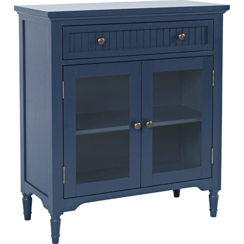 Westport 32" Glass Door Accent Cabinet in Blue Wood
