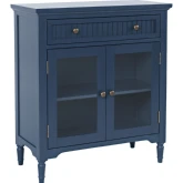 Westport 32" Glass Door Accent Cabinet in Blue Wood