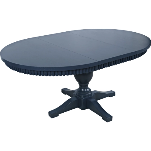 Westport 66" Round to Oval Pedestal Dining Table in Navy Blue Wood