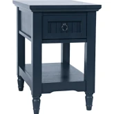 Westport Chairside End Table w/ Shelf in Navy Blue Wood