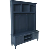 Westport Hall Tree w/ Storage Bench in Navy Blue Wood