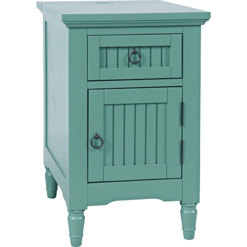 Westport Chairside End Table Cabinet w/ USB Charging in Fern Green Wood