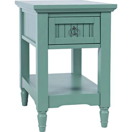 Westport Chairside End Table w/ Shelf in Fern Green Wood