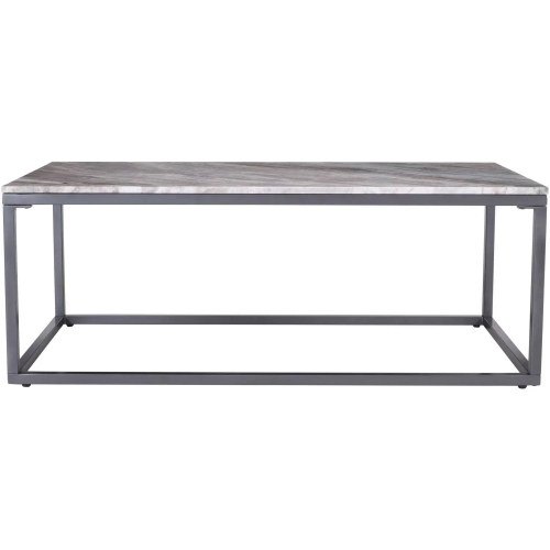 Wynn 48" Coffee Table in Solid Grey Marble & Iron