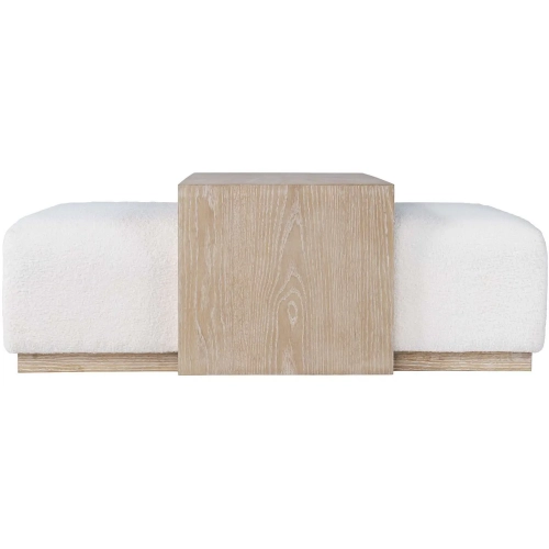 Hudson 48" 2 Piece Ottoman in Ivory Boucle & Wood Coffee Table Top