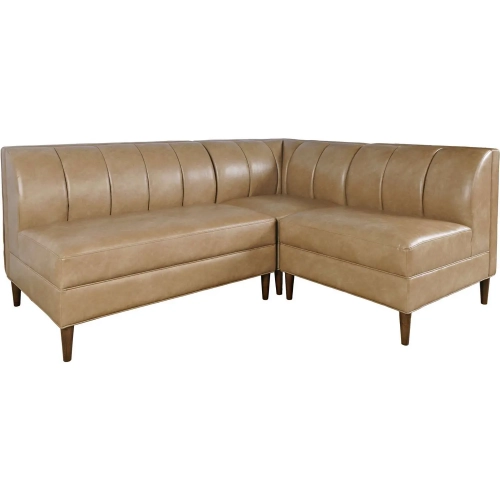 Ruston 3 Piece Banquette Sectional Sofa in Buffed Brown Vegan Leather
