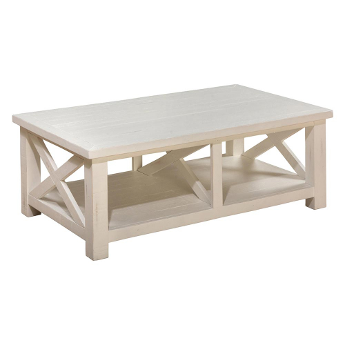 Madaket Cocktail Coffee Table with X Sides in White Reclaimed Pine