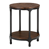 Urban Nature Round Chair Side Table in Steel & Distressed Pine