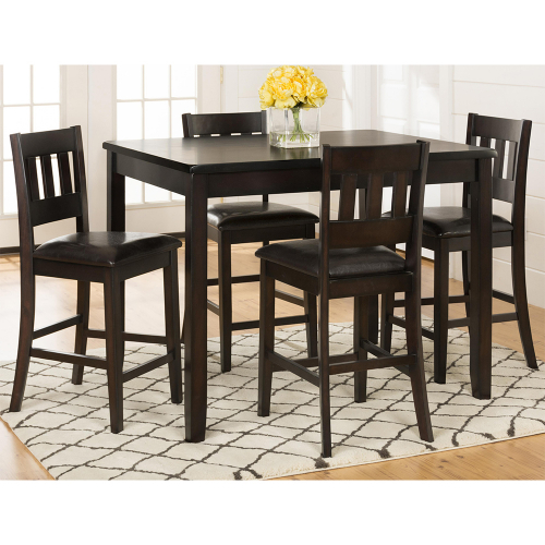 Dark Prairie 5 Piece Pub Dining Set in Dark Finish Mango Wood