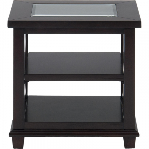 Panama Brown Beveled Glass End Table with Concentric Circle Design