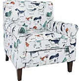 Baxter Puppy Accent Chair in Multicolor Dog Print Fabric