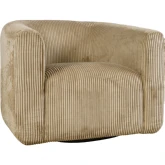 Biggs Curved Barrel Swivel Accent Chair in Sand Tan Corduroy Fabric