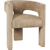 Bowen 3 Leg Accent Dining Arm Chair in Sand Brown Corduroy Fabric