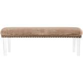 Brianna Bench in Mink Brown Faux Fur, Leatherette & Clear Acrylic