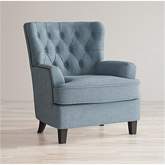Bryson Accent Chair in Tufted Blue Fabric with Nailhead