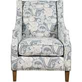 Westbrook Accent Chair in Denim Blue Paisley Fabric with Nailhead Trim
