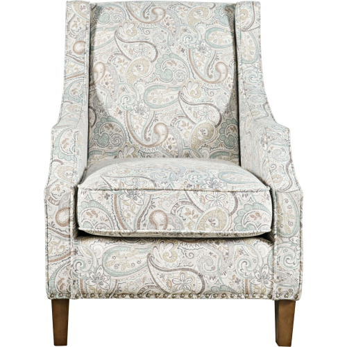 Westbrook Accent Chair in Multicolor Paisley Fabric with Nailhead Trim