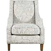 Westbrook Accent Chair in Multicolor Paisley Fabric with Nailhead Trim