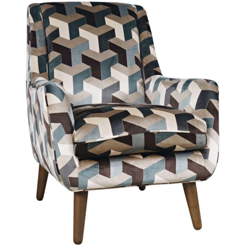 Nielsen Lounge Accent Chair in Escher Geometric Beige Multicolor Fabric